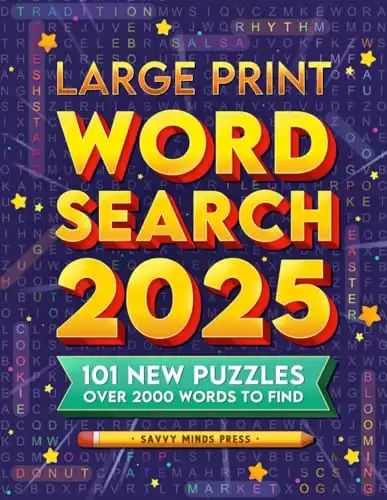 Large Print Word Search: Relaxing Puzzles & Word Search Brain Games for Women, Men, Teens, Adults, and Seniors – Perfect for Christmas, New Year, Birthday, or Special Gifting Occasions